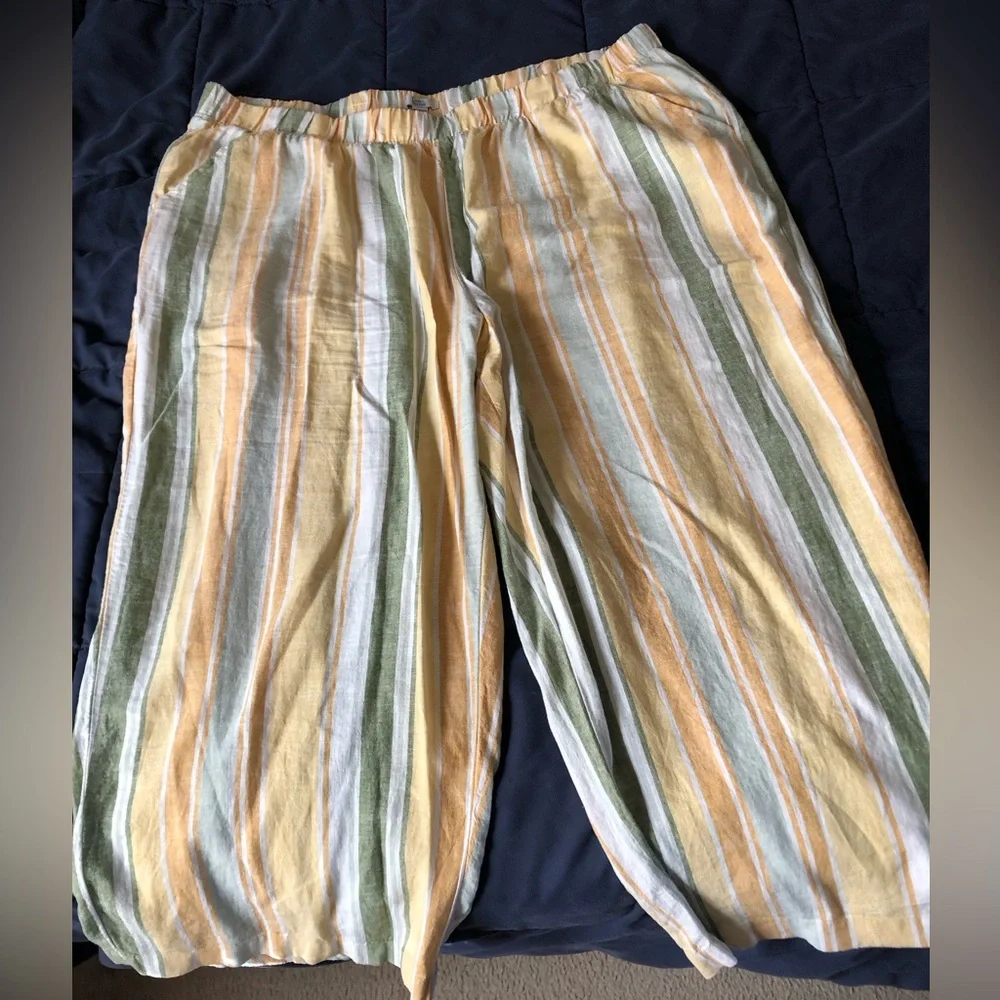 croft & barrow Yellow, Green and White Striped Capris - Picture 1 of 5